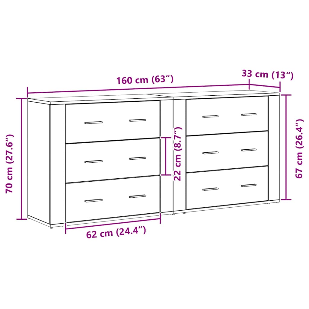 Sideboards 2 Stück Schwarze Eiche Holzwerkstoff